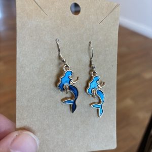Blue mermaid earrings front